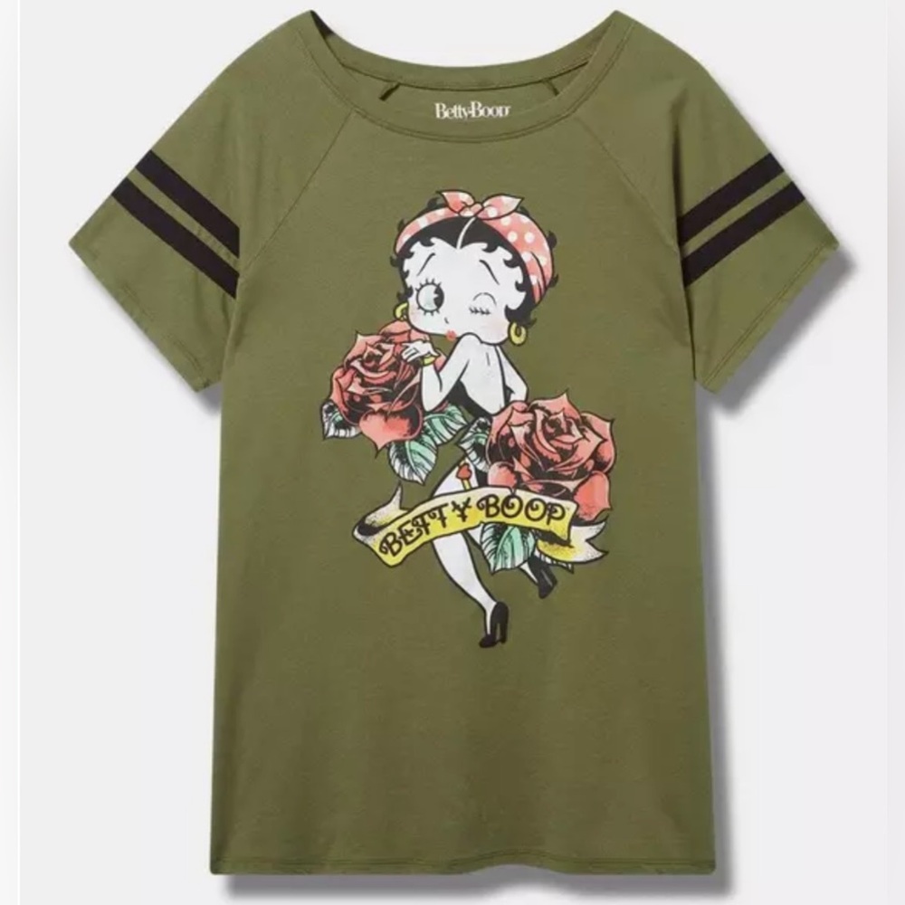 Torrid Betty Boop Classic Fit Cotton Boatneck Varsity Tee.